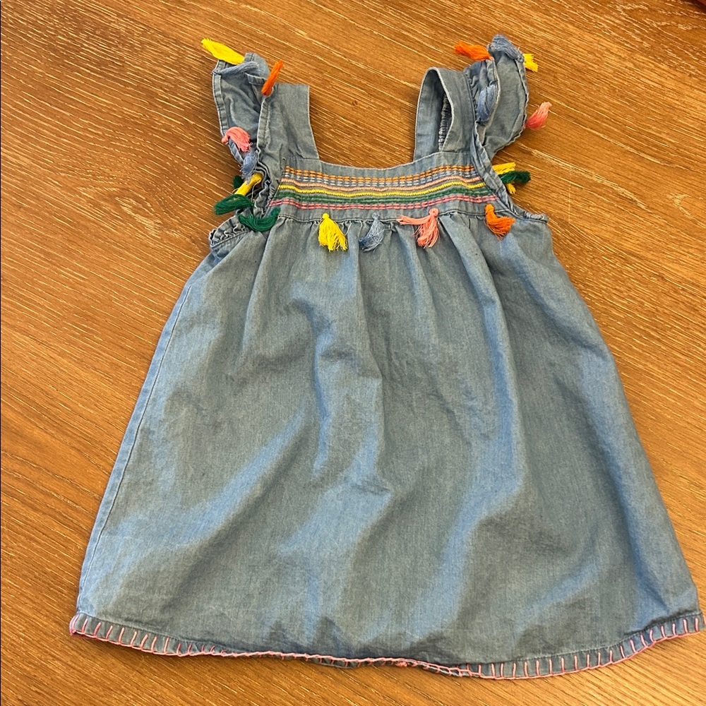 Mud Pie Denim Dress with Colorful Tassels